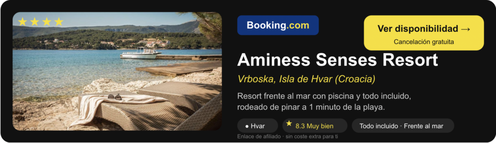 Banner HORIZONTAL optimizado para móviles con enlace de afiliado a Booking para buscar y reservar alojamientos y hoteles.
