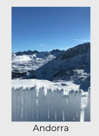 Paisaje nevado de Grandvalira Andorra, destino de esquí en familia