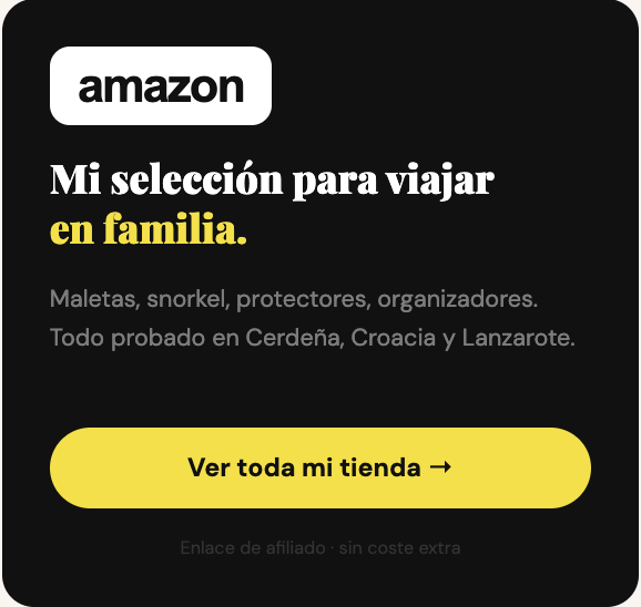 Banner de mi tienda Amazon con productos seleccionados para viajar en familia